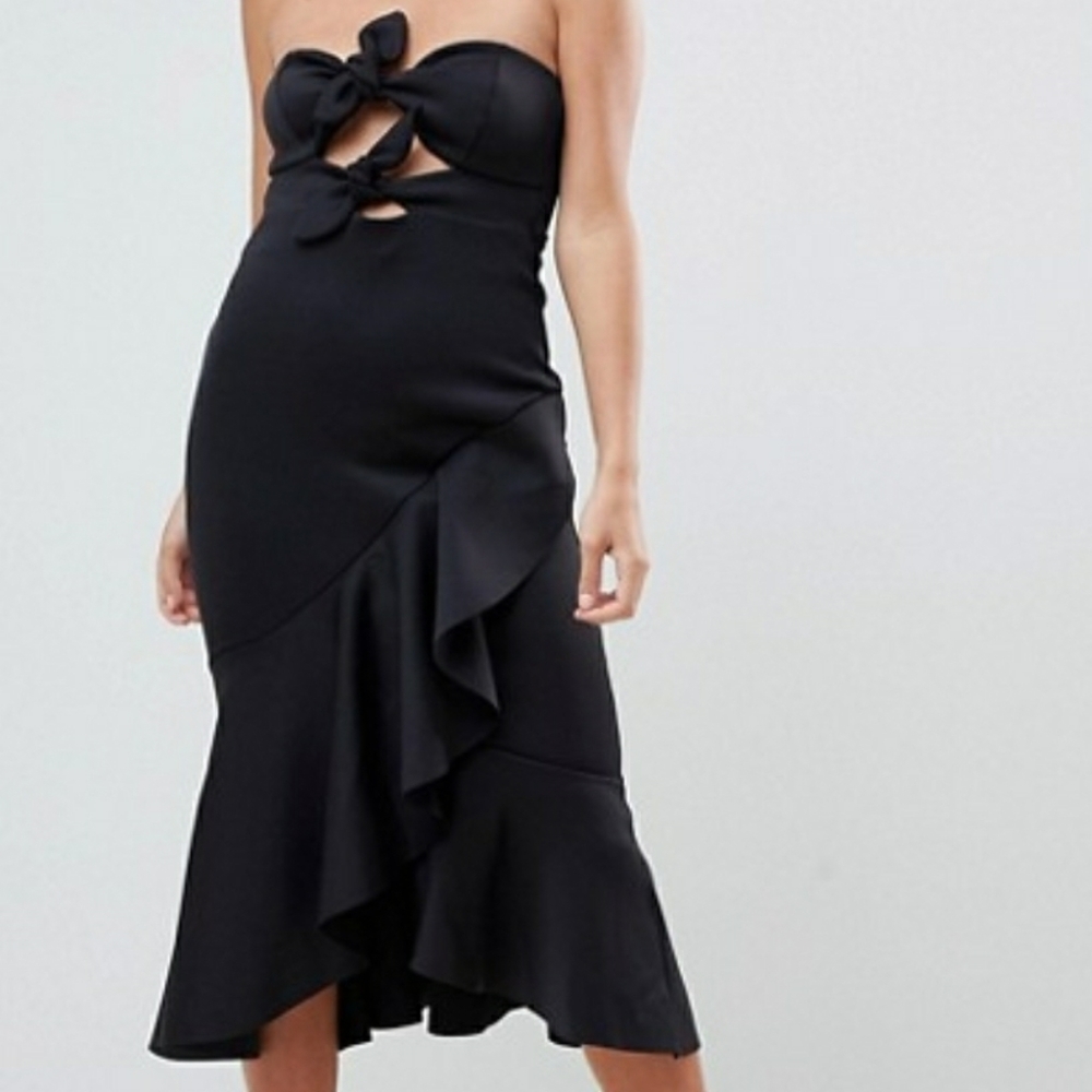 ASOS Design Bandeau Knot Front Midi Dress